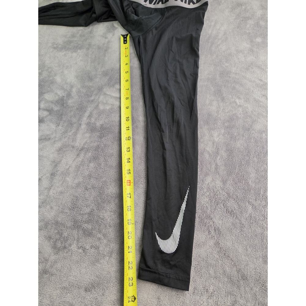 Nike Leggings Men's Sz M Black Dri Fit Capri Swoosh Compression Pull On Gym Z2 - Picture 4 of 10